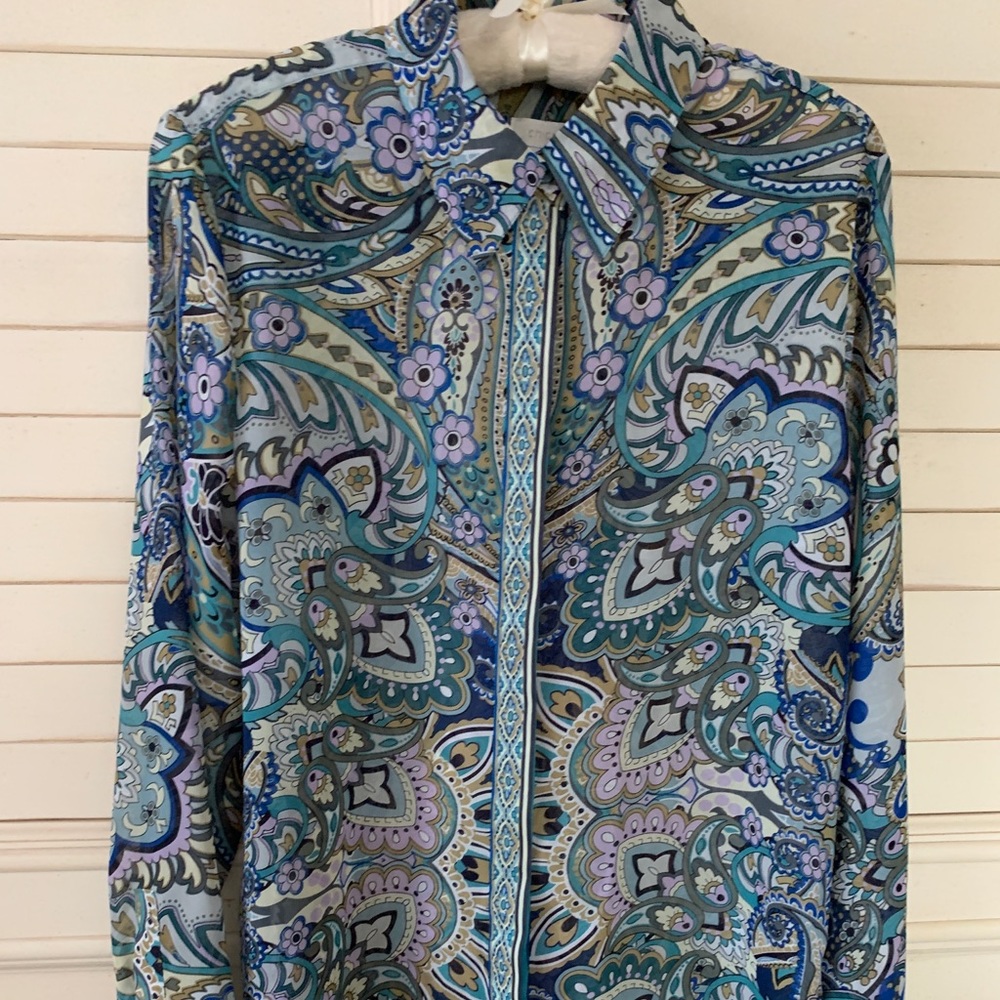 Multicolored sheer blouse by Chico’s